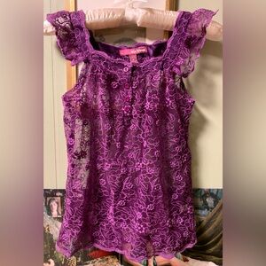 Exquisite Floral Lace Plumb Blouse